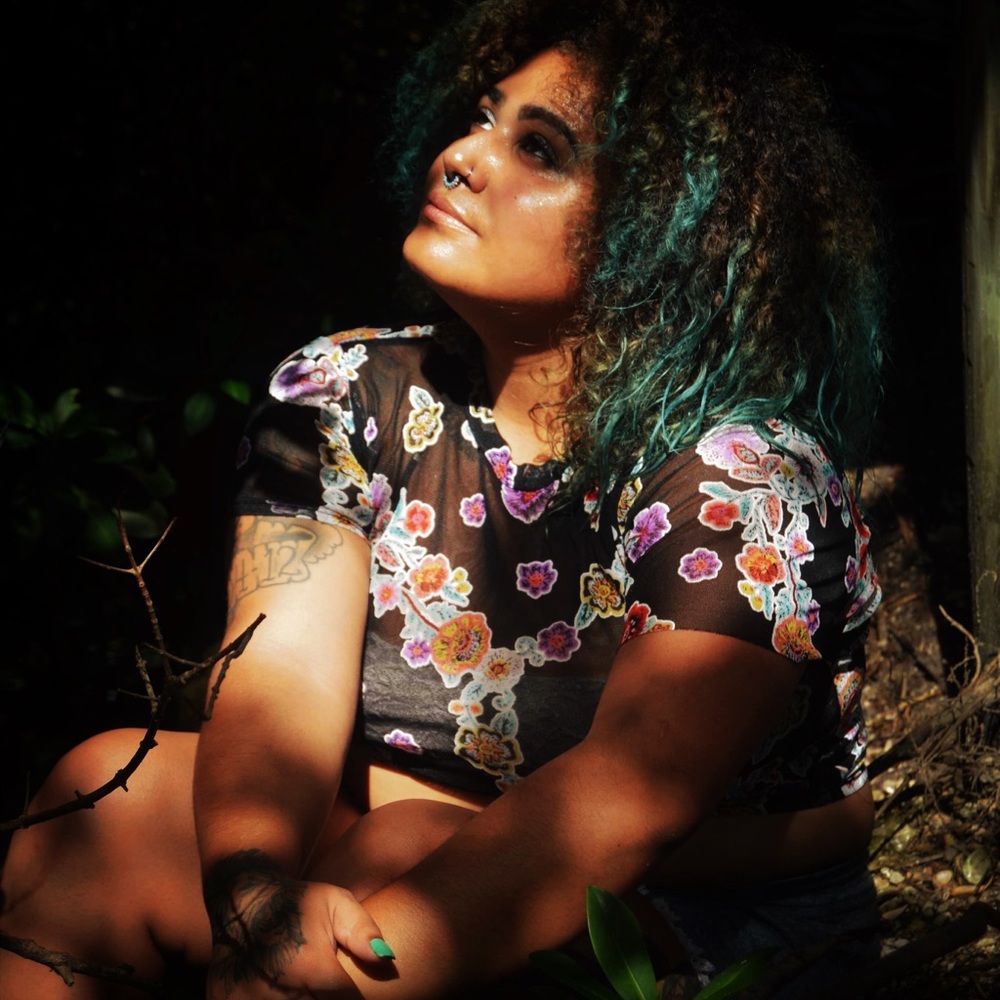 Floral crop mesh tee